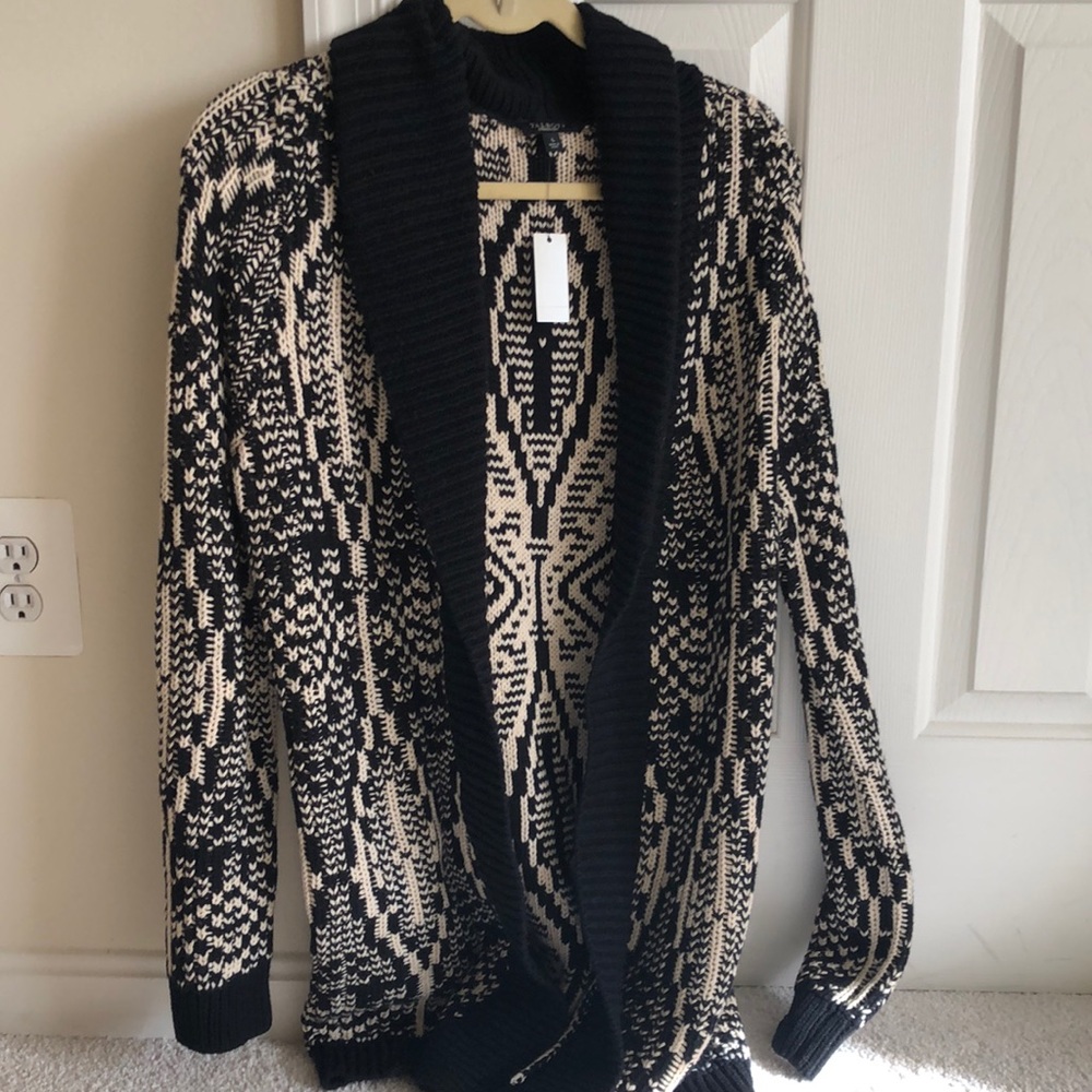 Talbots Black and Cream Cardigan